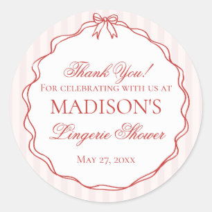 Adesivo Redondo Lingerie Rosa e Vermelha Favor de Lembrança para F