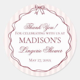Adesivo Redondo Lingerie Vermelha de Borgonha Festa de Despedida d