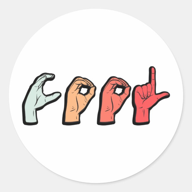 Adesivo Redondo Língua de Sinais Palavra ASL - Cultura Surda (Frente)