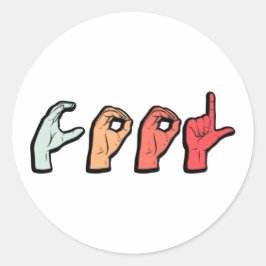 Adesivo Redondo Língua de Sinais Palavra ASL - Cultura Surda