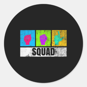 Adesivo Redondo Linguagem De Sinais De Mão Para Orgulho Surdo E Aw