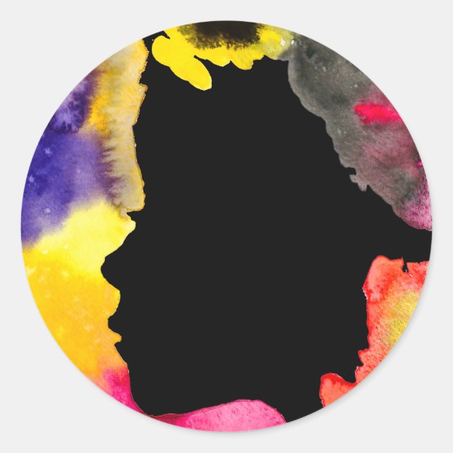 Adesivo Redondo Lingueira-girassol silhoute aquarela (Frente)