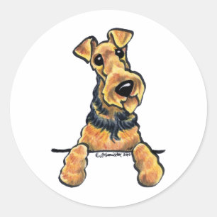 Adesivo Redondo Linha arte de Airedale Terrier