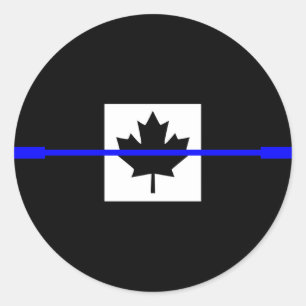 Adesivo Redondo Linha Azul Fino no Decor de Bandeira Canadense