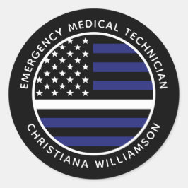 Adesivo Redondo Linha branca fina personalizada Sinalizador EUA EM