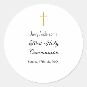 Adesivo Redondo Linha católica de primeira comunhão simples QR mín
