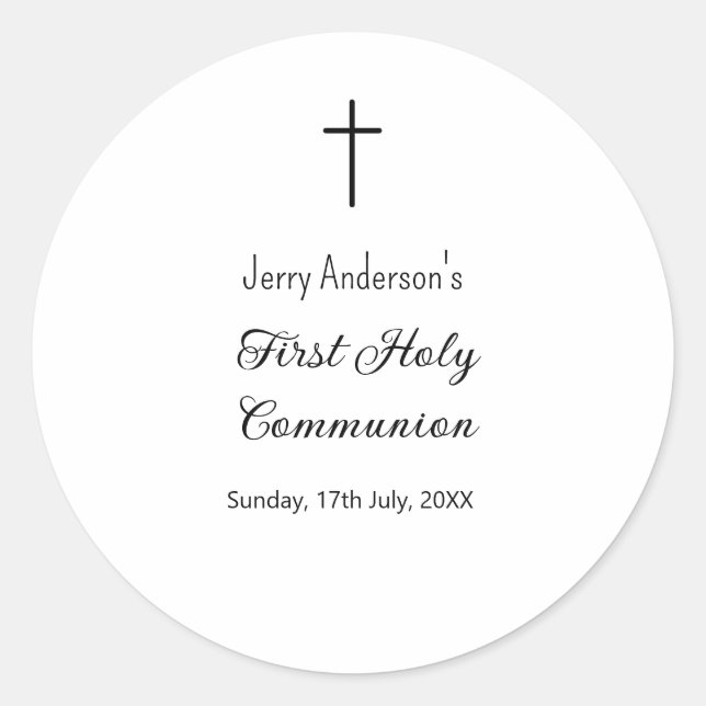 Adesivo Redondo Linha católica de primeira comunhão simples QR mín (Frente)