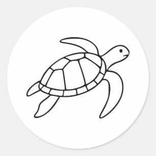 Adesivo Redondo Linha de Arte de Tartaruga Marinha – Animal Marinh