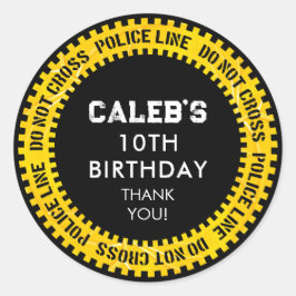 Adesivo Redondo Linha de Polícia Não Atravessa Linhas Amarelas Ani