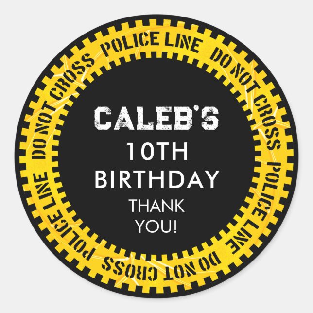 Adesivo Redondo Linha de Polícia Não Atravessa Linhas Amarelas Ani (Frente)