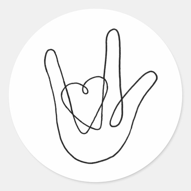 Adesivo Redondo Linha de Solteiro de Linguagem de Sinais Minimalis (Frente)