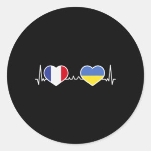 Adesivo Redondo Linha do Coração França Ucrânia Coração Amor