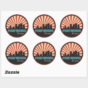 Adesivo Redondo Linha do horizonte de Fort Worth Texas City em For