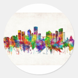 Adesivo Redondo Linha do horizonte de Milwaukee Wisconsin