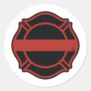 Adesivo Redondo Linha vermelha fina cruz de Maltesse