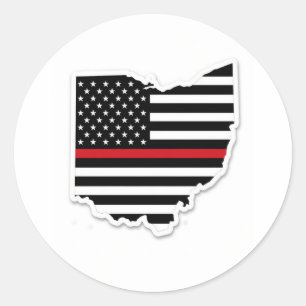Adesivo Redondo Linha Vermelha Fina Ohio