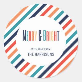 Adesivo Redondo Linhas Coloridas de Retros de Natal estético
