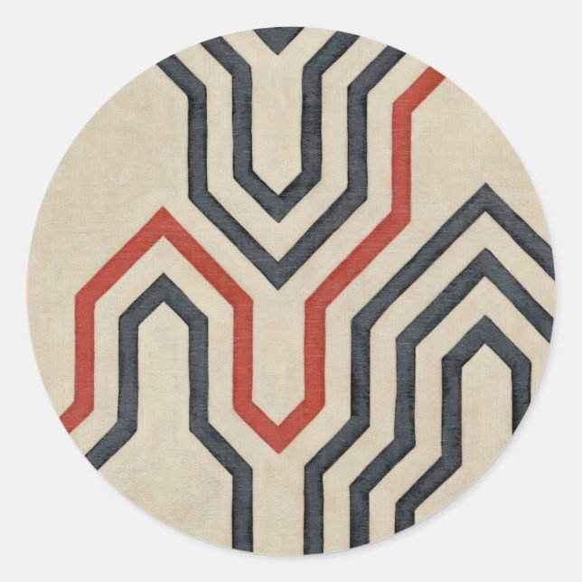 Adesivo Redondo Linhas Gráficas Laranja e Azul (Frente)