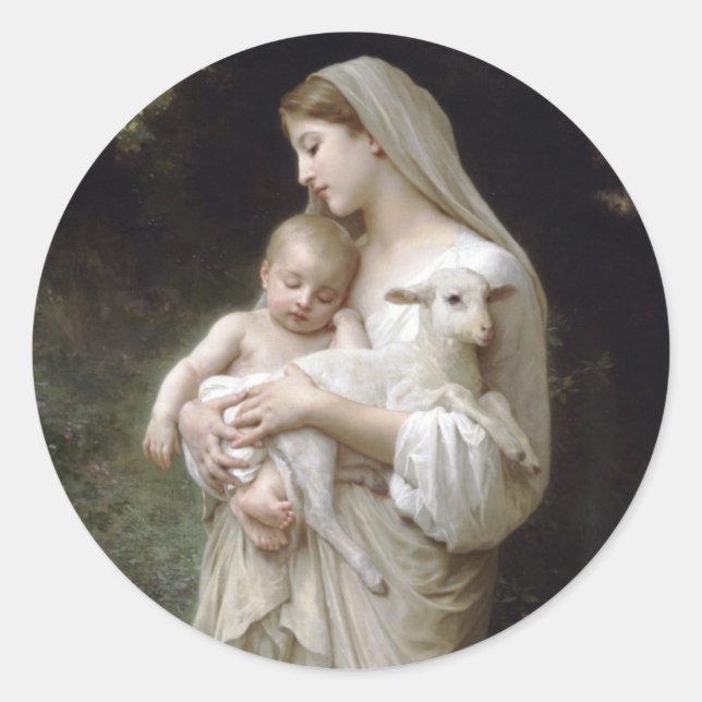 Adesivo Redondo L'Innocence 1893 William - Adolphe Bouguereau (Frente)