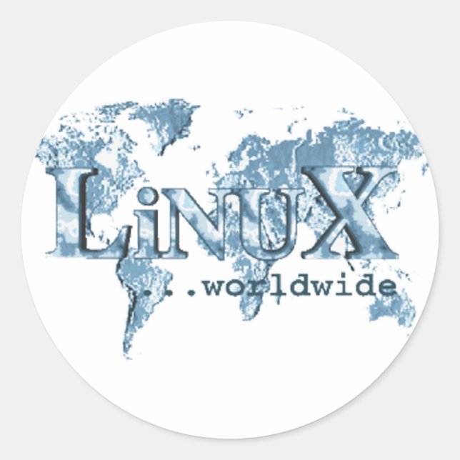 Adesivo Redondo Linux no mundo inteiro (Frente)