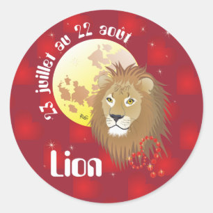 Adesivo Redondo Lion 23 juillet au 22 août Autocollants