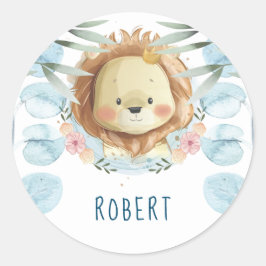 Adesivo Redondo Lion Birthday Personalizado