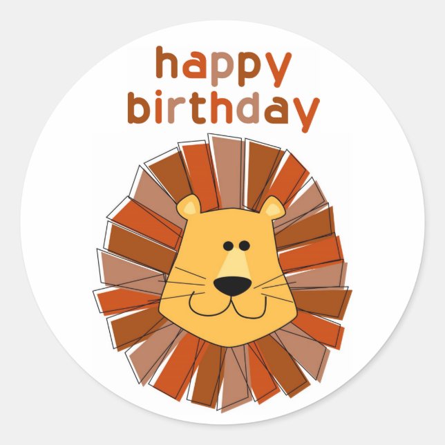 Adesivo Redondo Lion Birthday Stickers (Frente)