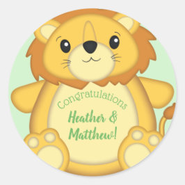 Adesivo Redondo Lion Chá de fraldas Safari