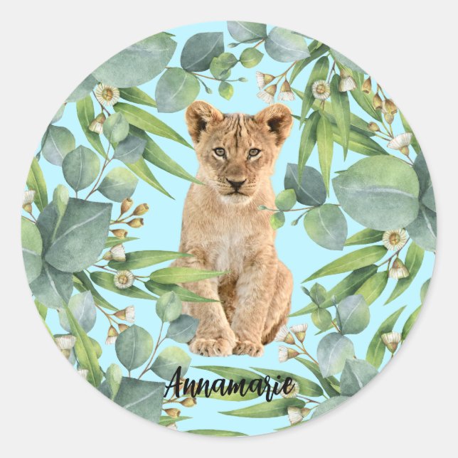 Adesivo Redondo Lion Cub Jungle Green Forest Teto (Frente)