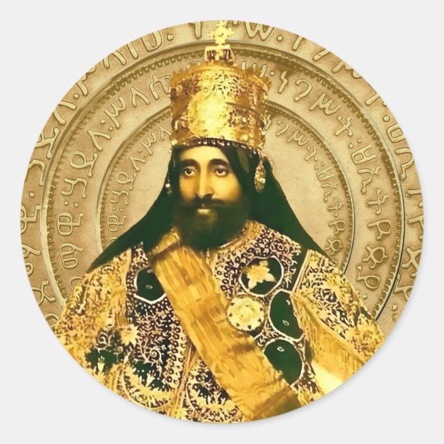Adesivo Redondo Lion of Judah Jah Army Haile Selassie Rasta Roots (Frente)