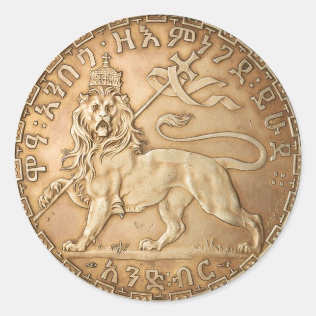 Adesivo Redondo Lion of Judah Rasta Reggae Roots Jah Rastafari  (Frente)