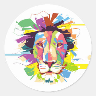 Adesivo Redondo Lion pop art