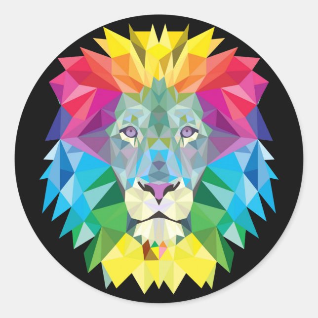 Adesivo Redondo Lion Rainbow (Frente)
