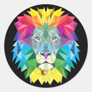 Adesivo Redondo Lion Rainbow