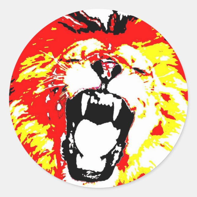 Adesivo Redondo Lion Roaring (Frente)
