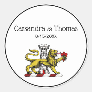 Adesivo Redondo Lion Tower Fleur de Lis Crest Emblem C
