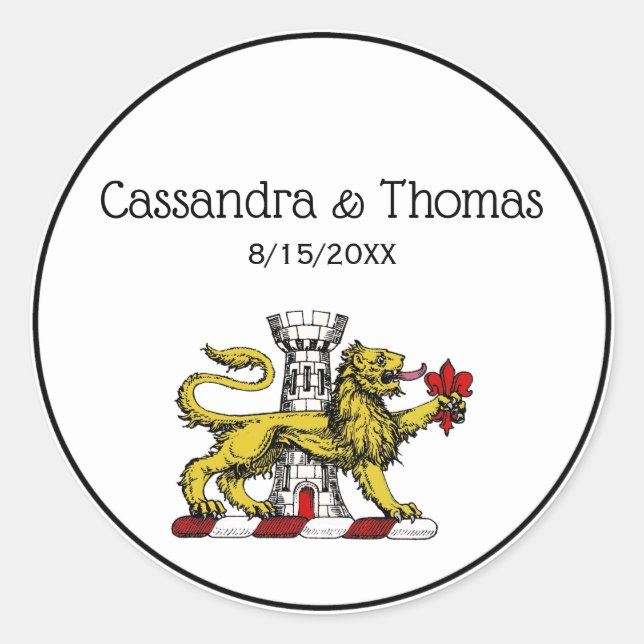 Adesivo Redondo Lion Tower Fleur de Lis Crest Emblem C (Frente)