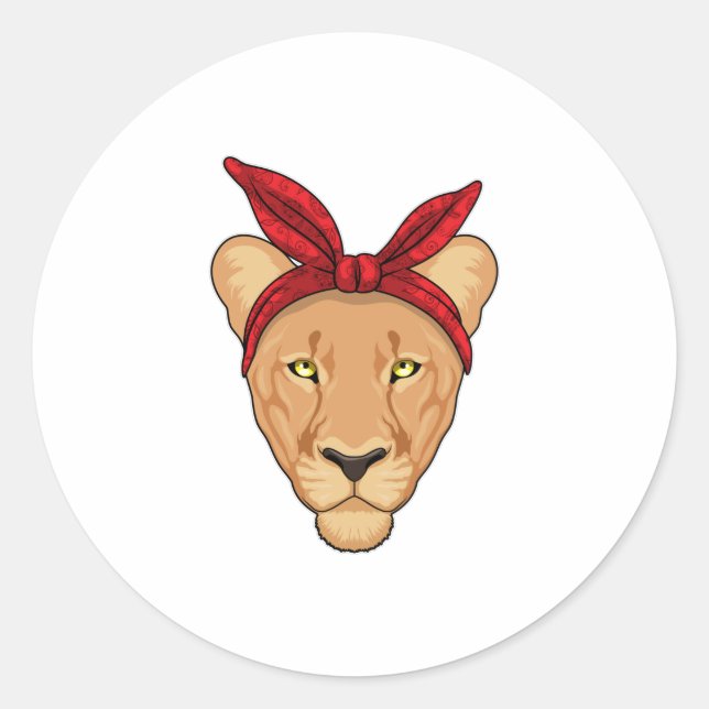 Adesivo Redondo Lioness com Bandana (Frente)