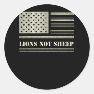 Adesivo Redondo Lions Not Sheep USA Flag Independence Day