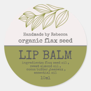 Adesivo Redondo Lip Balm Label Modern Green