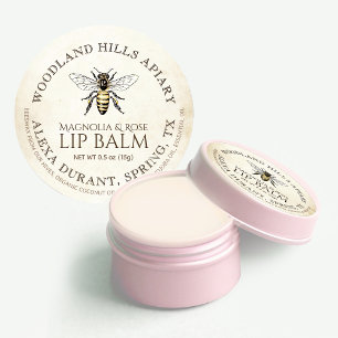 Adesivo Redondo Lip Balm Queen Bee em Pergaminho de Marfim Antiqua