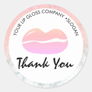 Adesivo Redondo Lip Gloss Logotipo comercial Marble Gliter