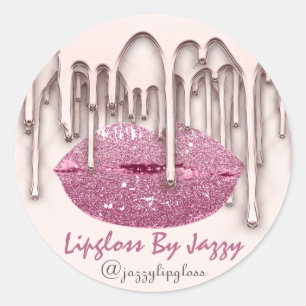 Adesivo Redondo Lipgloss By IG Rosa Berry Drivers Product Cosméti