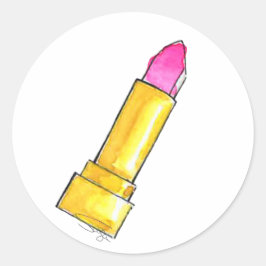 Adesivo Redondo Lipstick de cor rosa a quente