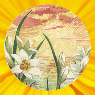 Adesivo Redondo Lírios de Páscoa do Sol e Anjos Vitorianos
