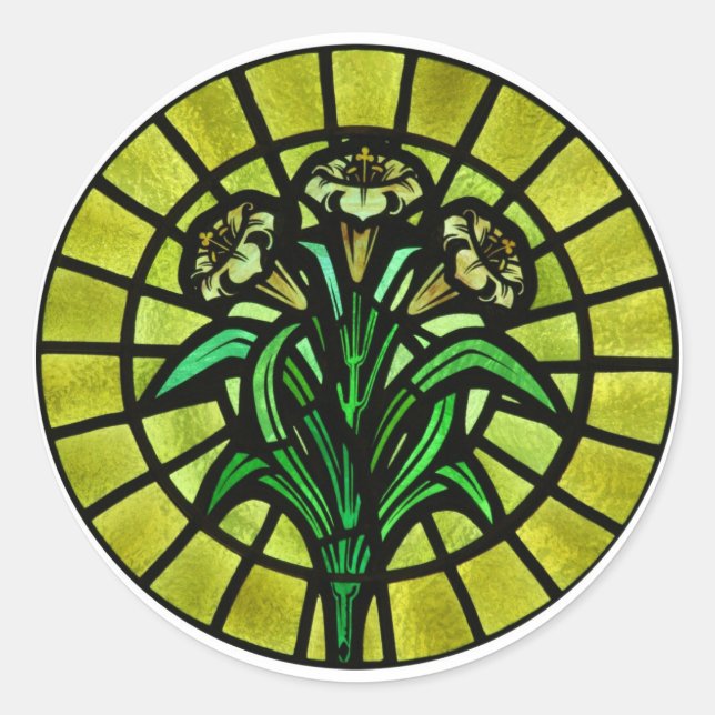 Adesivo Redondo Lírios em vidro escondido (Frente)