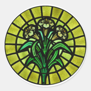 Adesivo Redondo Lírios no vitral