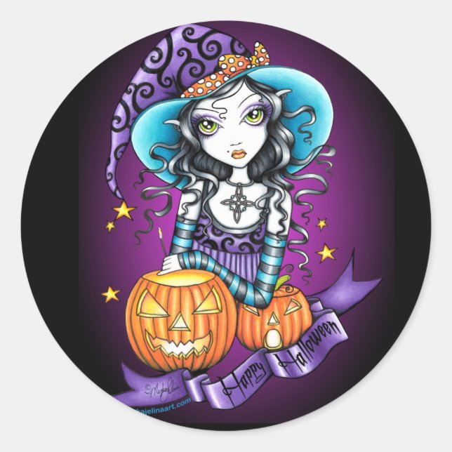 Adesivo Redondo "Lisa" Halloween Pumpkin Witness Stickers (Frente)