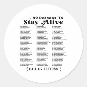 Adesivo Redondo Lista De 99 Motivos Para Permanecer Vivo - Saúde M