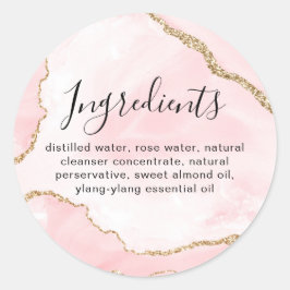 Adesivo Redondo Lista de Ingredientes Cosméticos da Bela Marble Do